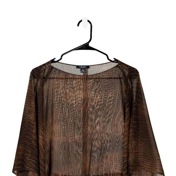 Chaps Ralph Lauren Women's Blouse Snake Print Drawstring Western Beachy Top S - Picture 5 of 9